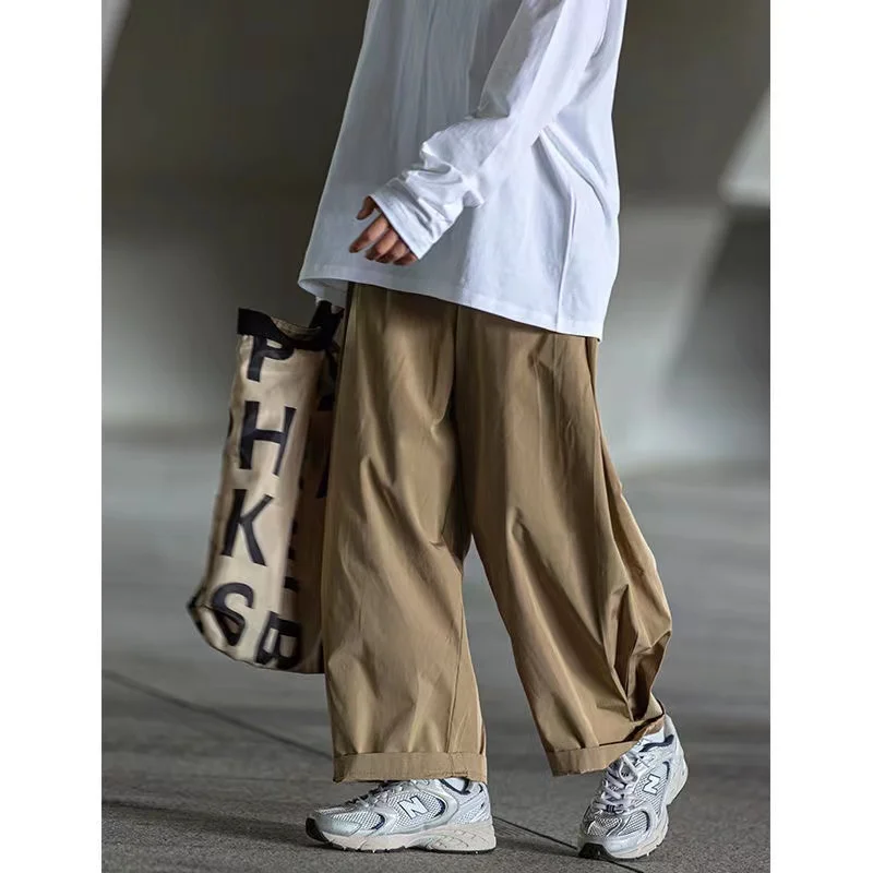 2021 Japanese Style Men's Street Retro Design Wide Leg Pants Loose Straight Neutral Work Casual Pants Baggy Kahki Color Trousers
2021 Japanese Style Men's Street Retro Design Wide Leg Pants Loose Straight Neutral Work Casual Pants Baggy Kahki Color Trousers