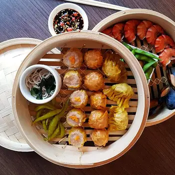 10 Inch Handmade Bamboo Steamer With Chopsticks 10 Liners & Sauce Dish 2 Tier Baskets Healthy Cooking For Dim Sum Dumplings Buns
10 Inch Handmade Bamboo Steamer With Chopsticks 10 Liners & Sauce Dish 2 Tier Baskets Healthy Cooking For Dim Sum Dumplings Buns