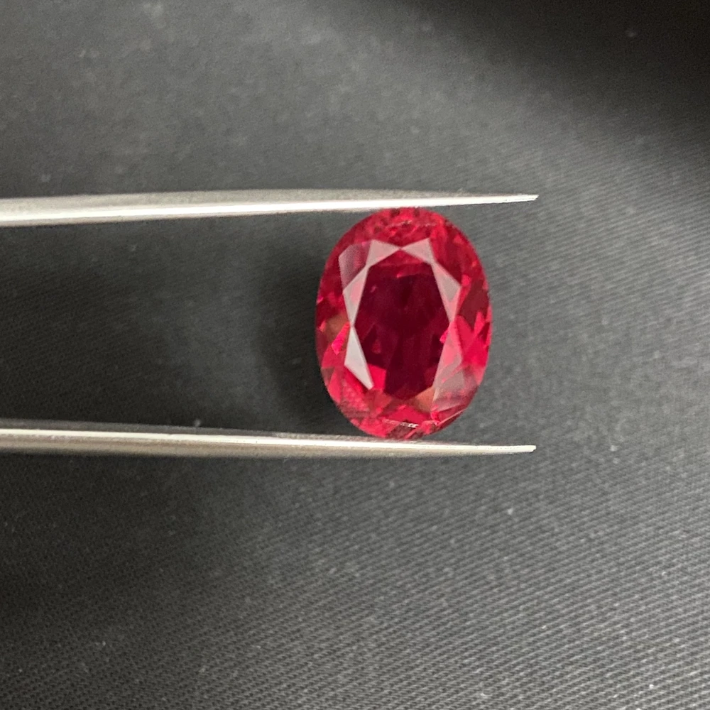 

10x14mm Oval Shape 5A Quality Hand Cut 8 Karat Loose Gemston Lab Corundum Red Ruby Price Per Carat