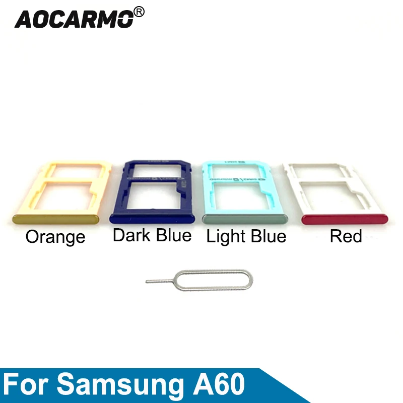 

Aocarmo MicroSD Holder Nano Sim Card Tray Slot Replacement Part For Samsung Galaxy A60 A6060