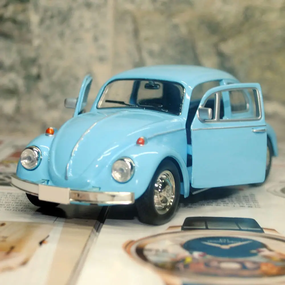 Retro Vintage Car Model Beetle Diecast Pull Back Toy For Gift Decor Cute Figurines Miniatures