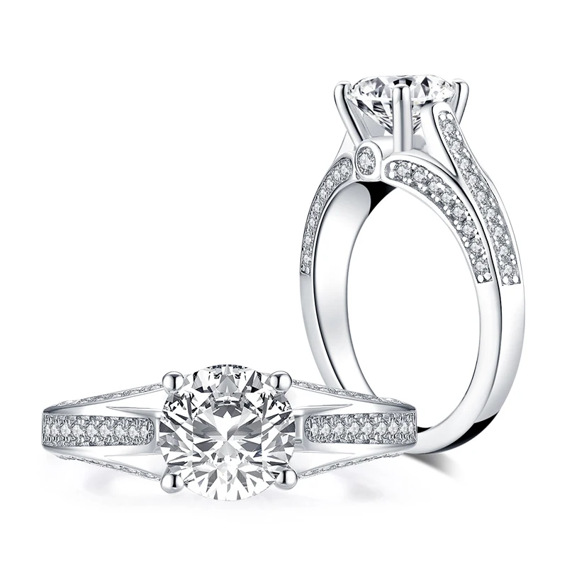 LESF 925 серебряные обручальные кольца женские Круглый Форма 1 5 Ct Сона кольцо с