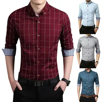 Spring Autumn Fashion Men Long Sleeve Shirt Slim Plaid Print Button Down Casual Men Shirt Social Plus Size M-5XL
Spring Autumn Fashion Men Long Sleeve Shirt Slim Plaid Print Button Down Casual Men Shirt Social Plus Size M-5XL