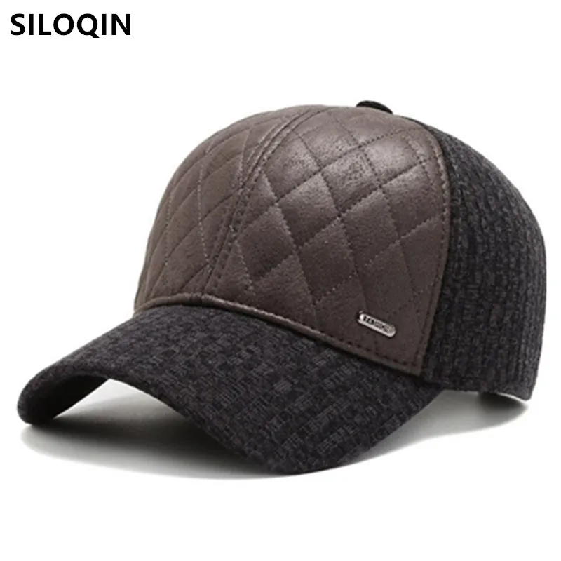 

SILOQIN Snapback Cap New Winter Men's Warm Hat Plus Velvet Thicken Baseball Cap Adjustable Size Cold-proof Thermal Sports Caps