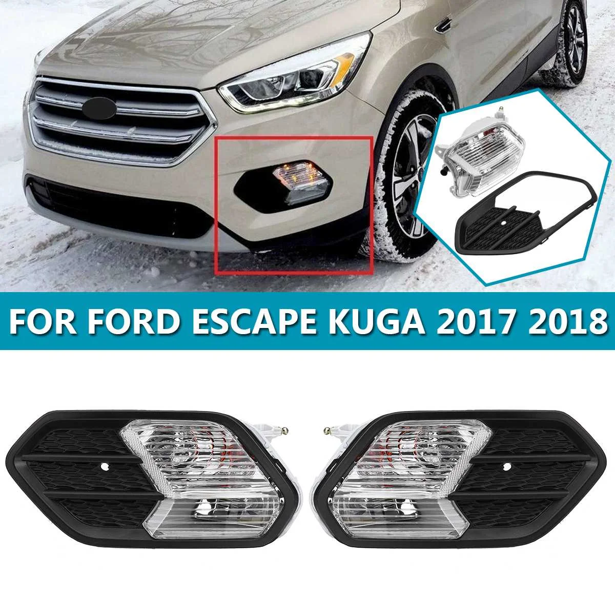 NEW 1/2 PCS Left/Right Front Fog Light Cover Lamp Cover and Fog Light Lamp For Ford Escape Kuga 2017 2018
NEW 1/2 PCS Left/Right Front Fog Light Cover Lamp Cover and Fog Light Lamp For Ford Escape Kuga 2017 2018