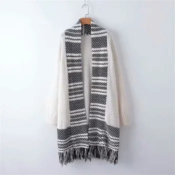 Autumn 2019 women's New Vintage stripe stitching with tassel decorative burr knitted cardigan medium length sweater coat
Autumn 2019 women's New Vintage stripe stitching with tassel decorative burr knitted cardigan medium length sweater coat