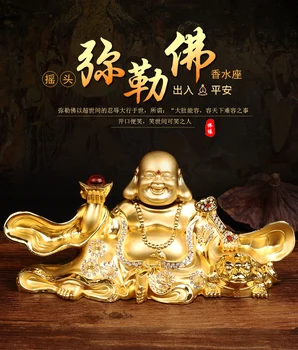 

Efficacious Money Drawing thriving business gold Maitreya Buddha FENG SHUI gilding brass statue HOME OFFICE Company CAR Ornament