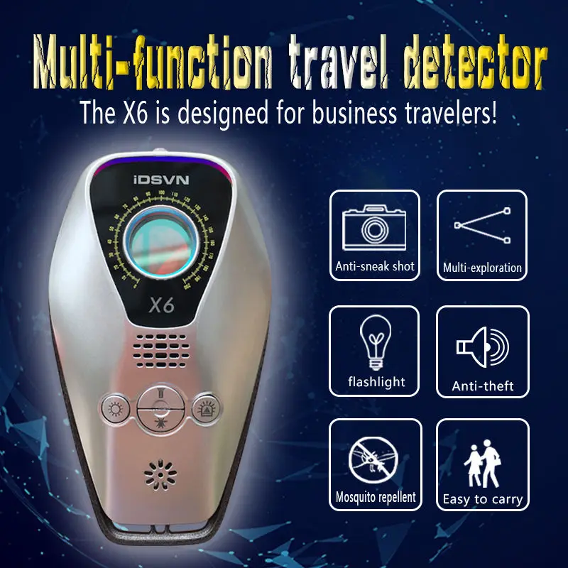 X6 Mini stealth camera infrared detector anti steal detector wireless GPS positioning signal error scanner alarm
X6 Mini stealth camera infrared detector anti steal detector wireless GPS positioning signal error scanner alarm