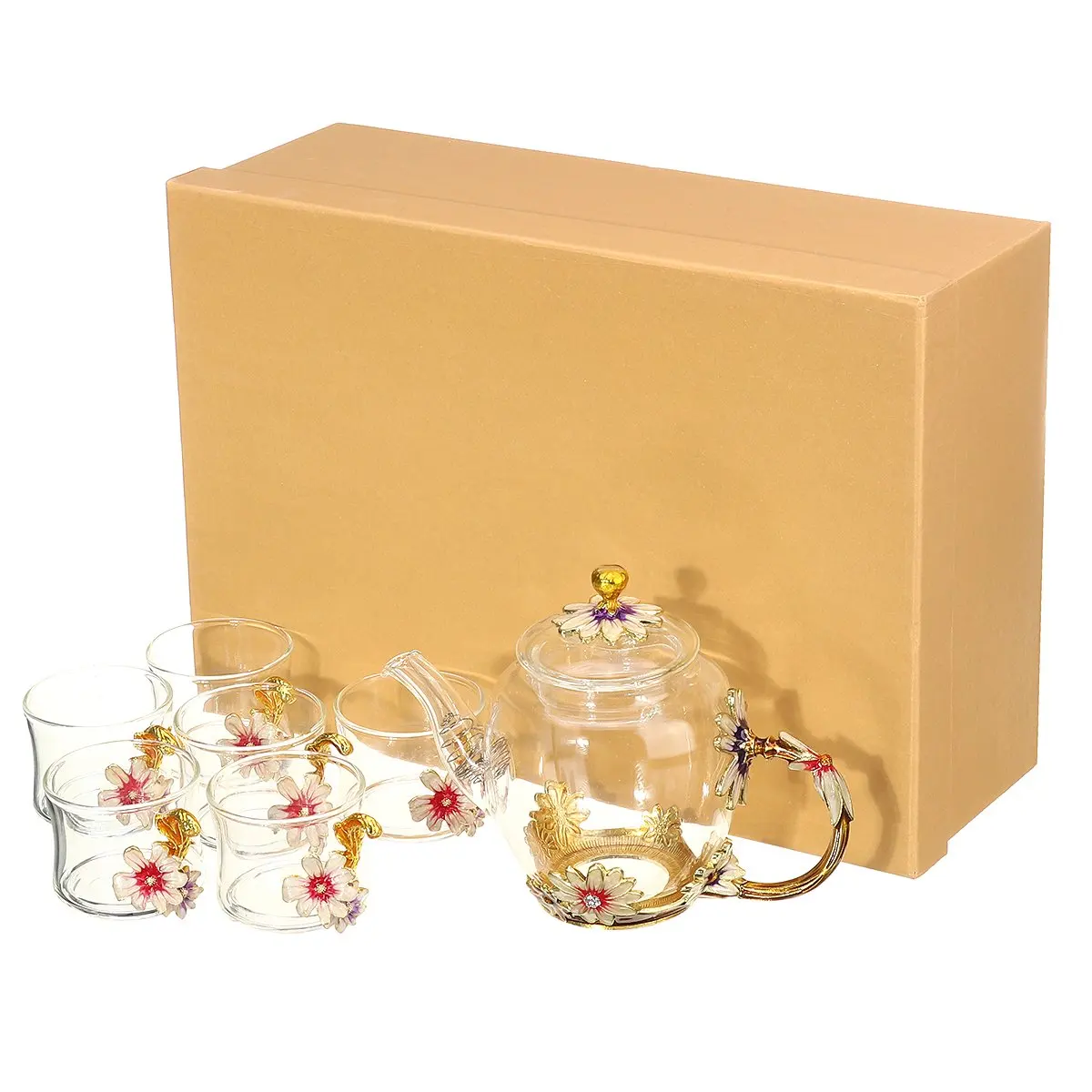 hand-made enamel glass cup coffee mug gift box tea cup and