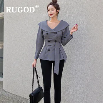 RUGOD 2019 new autumn plaid coat for women turn down collar double breasted lace up slim jacket fashion femme elegant modis top
RUGOD 2019 new autumn plaid coat for women turn down collar double breasted lace up slim jacket fashion femme elegant modis top