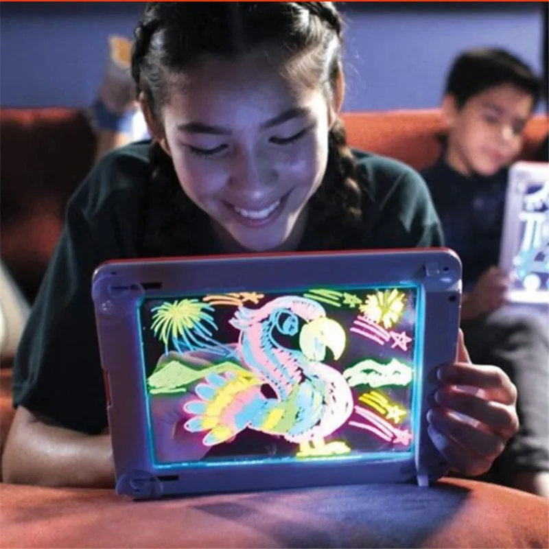 3D Magic Drawing Pad LED Leuchten Board Zeichnung Tablet Kunst Craft Spielzeug 
