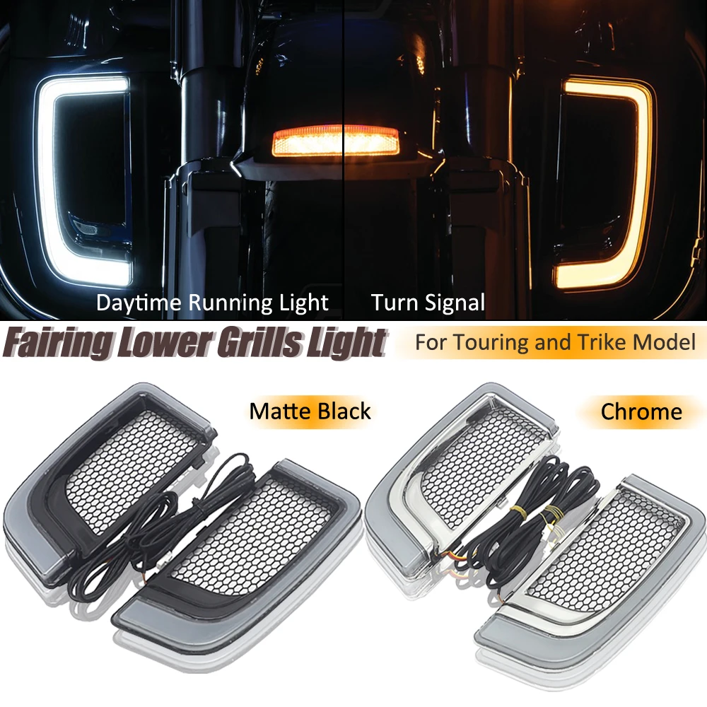 Motorcycle LED Turn Signal Light Fairing Lower Grills Black For Touring Street Glide Road Glide Electra Glide FLHTK FLTRU
Motorcycle LED Turn Signal Light Fairing Lower Grills Black For Touring Street Glide Road Glide Electra Glide FLHTK FLTRU