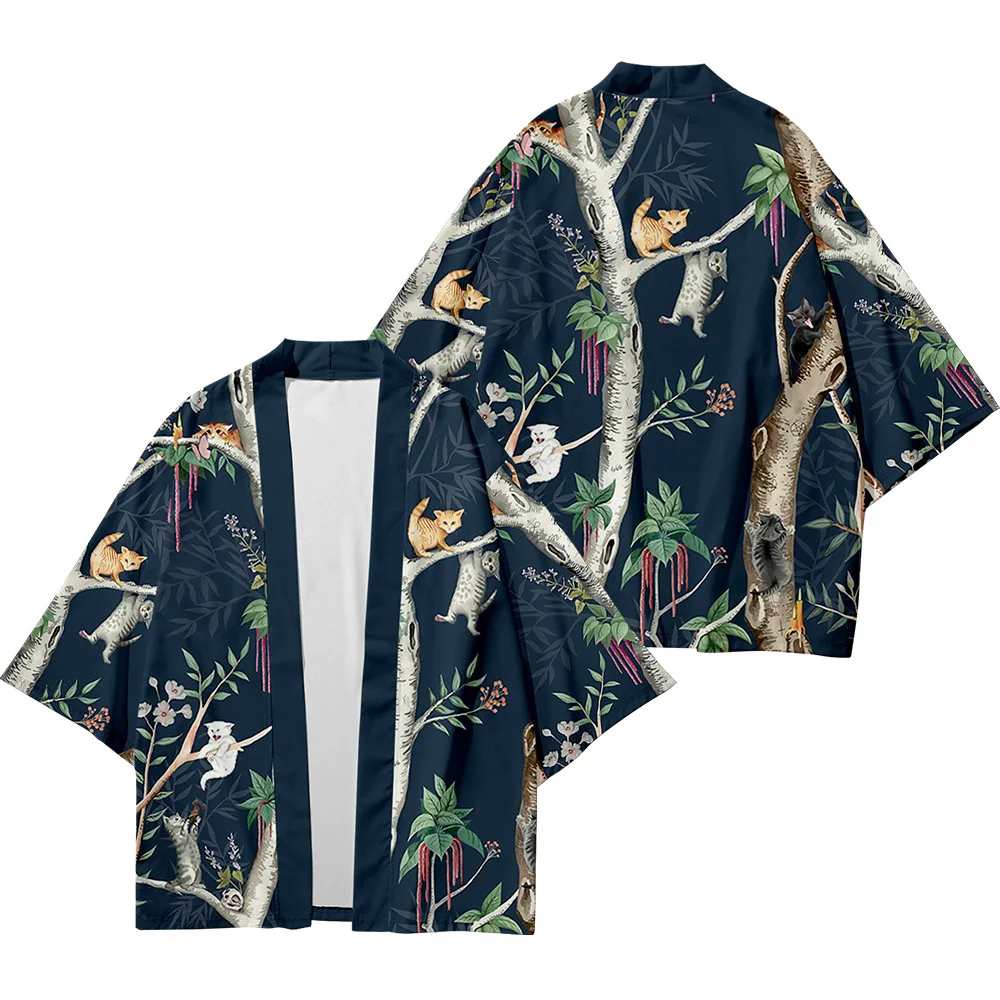 Men and women Japanese kimono traditional art cat printed casual loose thin coat Asian kimono cardigan
Men and women Japanese kimono traditional art cat printed casual loose thin coat Asian kimono cardigan