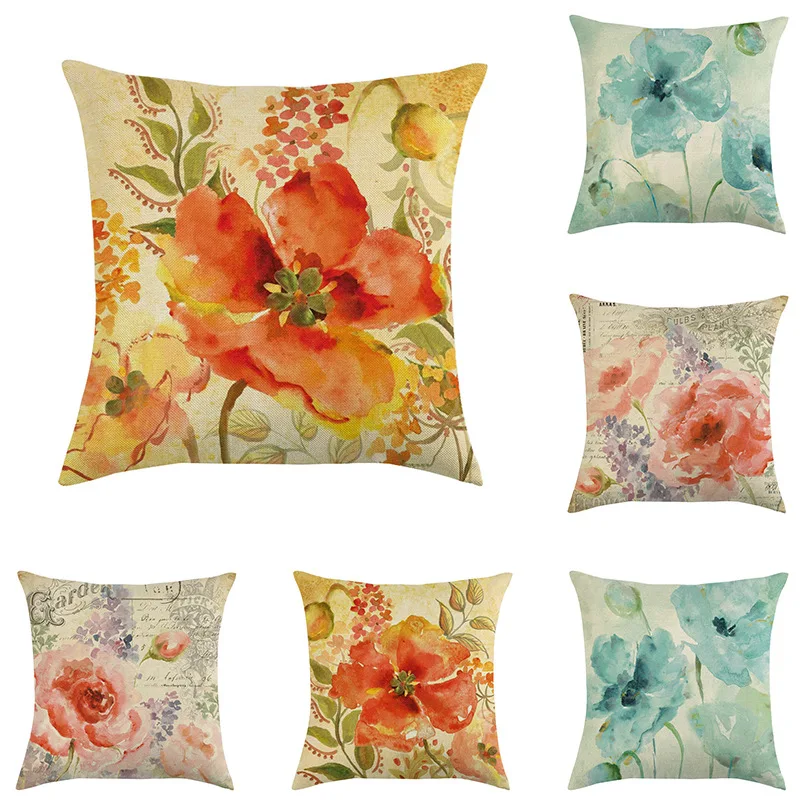 Vintage Floral Pillowcase Watercolor Flower Linen Cushion Cover for Sofa Couch Bed Decorative Pillow Covers Home Decor 45*45cm
Vintage Floral Pillowcase Watercolor Flower Linen Cushion Cover for Sofa Couch Bed Decorative Pillow Covers Home Decor 45*45cm