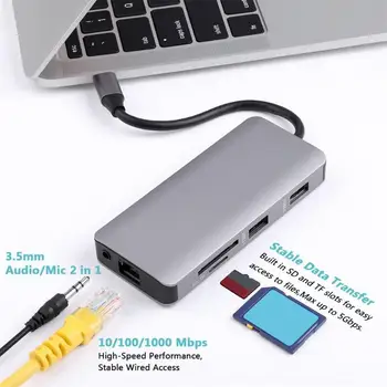 9 in 1 USB-C 3.1 HUB to Type C PD HDMI VGA RJ45 Ethernet Card Portable High Speed Performance Reader Converter 105x45x15mm
9 in 1 USB-C 3.1 HUB to Type C PD HDMI VGA RJ45 Ethernet Card Portable High Speed Performance Reader Converter 105x45x15mm