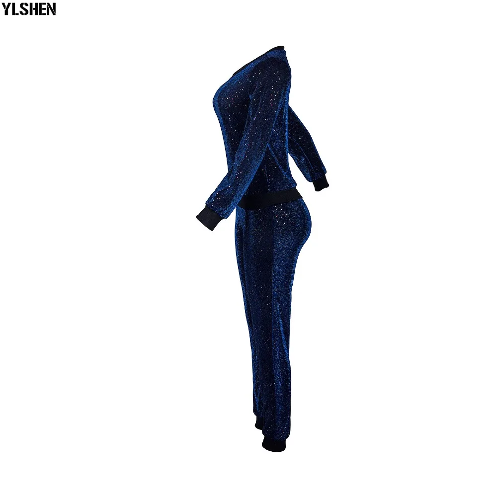 2 Two Piece Set Women Tracksuit Sexy Sequins Long Sleeve Clothes Plus Size Club Outfits Tops +Pants Sweat Suits Matching Sets 37