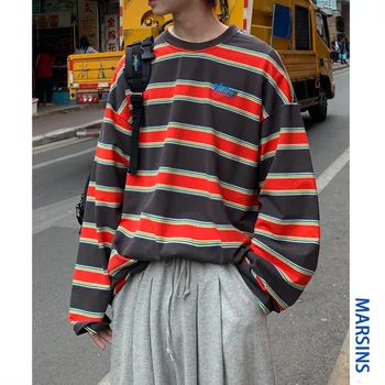 2020 Spring And Autumn New Striped Long-sleeved T-shirt Fashion Casual Loose Round Neck Wild Pullover Red / Blue / Khaki M-XL
2020 Spring And Autumn New Striped Long-sleeved T-shirt Fashion Casual Loose Round Neck Wild Pullover Red / Blue / Khaki M-XL