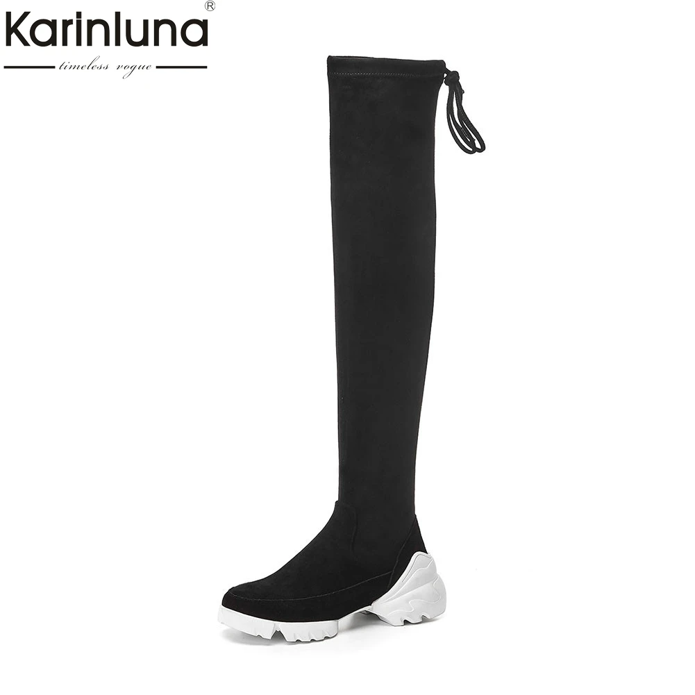 Women's Brand kid suede leather thigh high boots lady chunky heels shoes woman casual over the knee boots women 
Women's Brand kid suede leather thigh high boots lady chunky heels shoes woman casual over the knee boots women