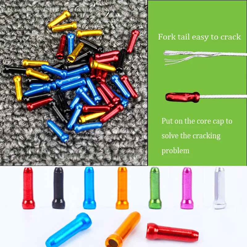 50pcs MTB Bike Bicycle Brake Shifter Inner Cable Tips Crimps Aluminum Cycle Cycling Part Shift Cables End Caps Bike Accessories