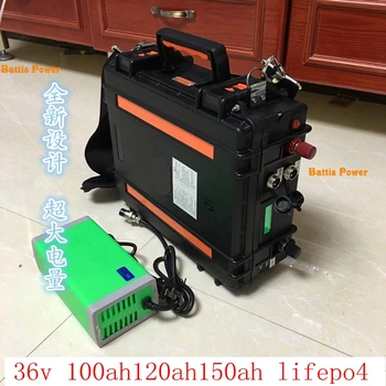 Rechargeable 36V 100Ah 120Ah 150Ah LiFepo4 lithium battery pack BMS 12s for fishing boats caravans solar system +10A Charger 
Rechargeable 36V 100Ah 120Ah 150Ah LiFepo4 lithium battery pack BMS 12s for fishing boats caravans solar system +10A Charger