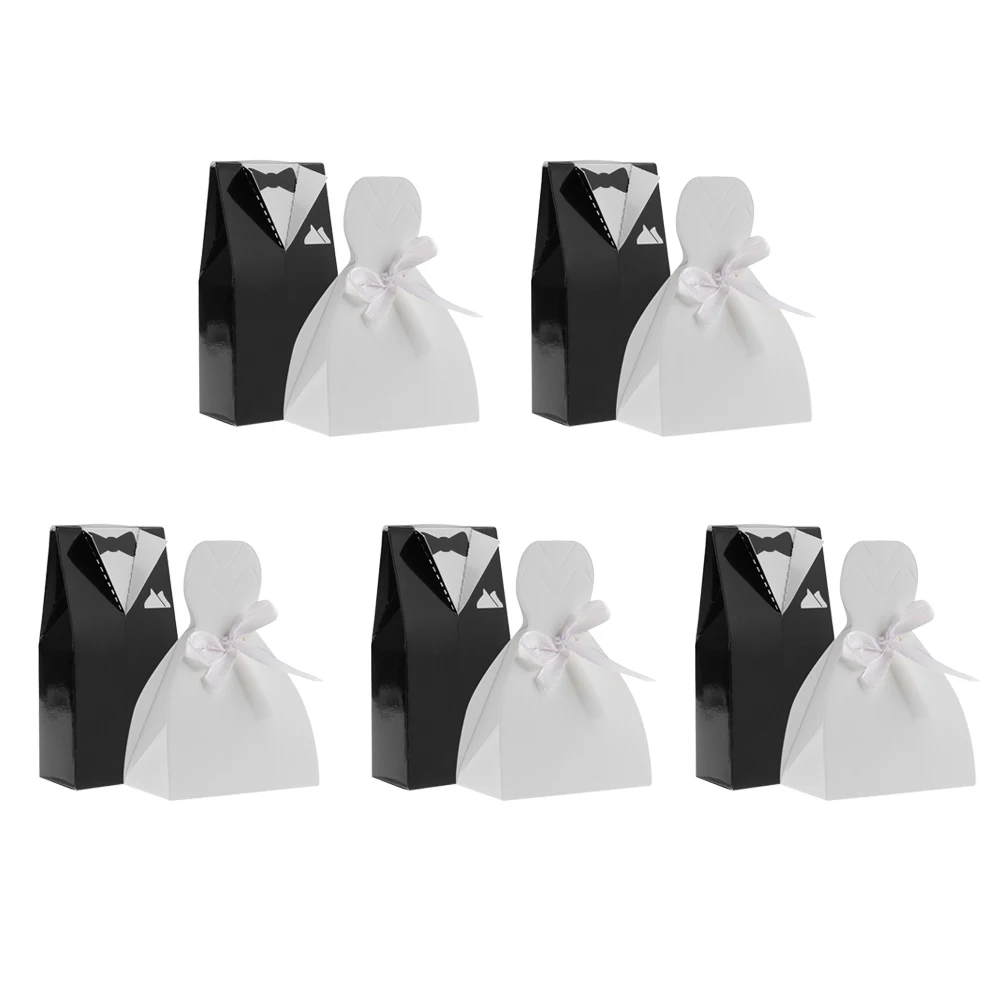 100pcs bridal and groom dress shape paper gift box wedding candy