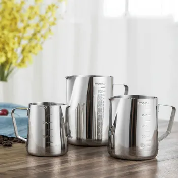 Stainless Steel Coffee Cups Latte Art Milk Frother Jug Espresso Cappuccino Pot with Scale Measuring Cups Kitchen Coffeeware
Stainless Steel Coffee Cups Latte Art Milk Frother Jug Espresso Cappuccino Pot with Scale Measuring Cups Kitchen Coffeeware