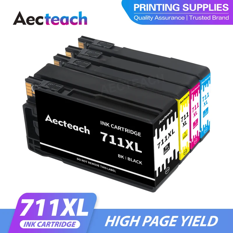 

Aecteach Compatible 711 Ink Cartridge For HP711 Designjet T120 24-in ePrinter T120 T520 ePrinter With Chip for HP 711 XL