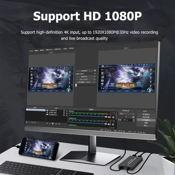 HD Video 4K Loop Out HDMI Video Capture Card Video Tuner Card Recorder Box Game Recorder Box for PS4 Live Streaming
HD Video 4K Loop Out HDMI Video Capture Card Video Tuner Card Recorder Box Game Recorder Box for PS4 Live Streaming