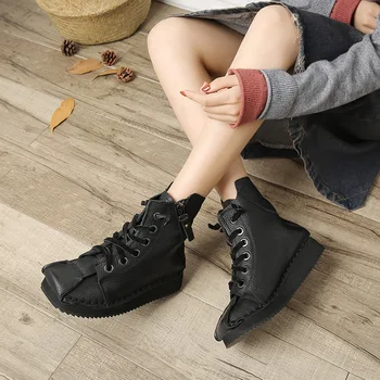 Women Leather Boots Autumn Shoes Black Retro Genuine Leather Ankle Boots Soft Low Heels Wedge Shoes Handmade Women Riding Boots
Women Leather Boots Autumn Shoes Black Retro Genuine Leather Ankle Boots Soft Low Heels Wedge Shoes Handmade Women Riding Boots
