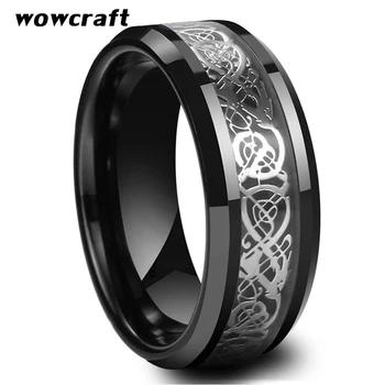 Mens Womens Tungsten Carbide Ring Black Carbon Fiber Dragon Inlay Comfort Fit Engagement Bands ring with Beveled Edges
Mens Womens Tungsten Carbide Ring Black Carbon Fiber Dragon Inlay Comfort Fit Engagement Bands ring with Beveled Edges