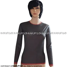 Black And Red Trim Sexy Latex Shirt With Long Sleeves Round Collar Rubber Clothing Clothes Top YF-0179
Black And Red Trim Sexy Latex Shirt With Long Sleeves Round Collar Rubber Clothing Clothes Top YF-0179