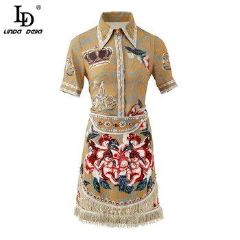 LD LINDA DELLA Retro Women Set Lapel Character Rose Flower Print Gorgeous Tassel Diamond Ladies Mini Skirts 2 Two Pieces Suits
LD LINDA DELLA Retro Women Set Lapel Character Rose Flower Print Gorgeous Tassel Diamond Ladies Mini Skirts 2 Two Pieces Suits