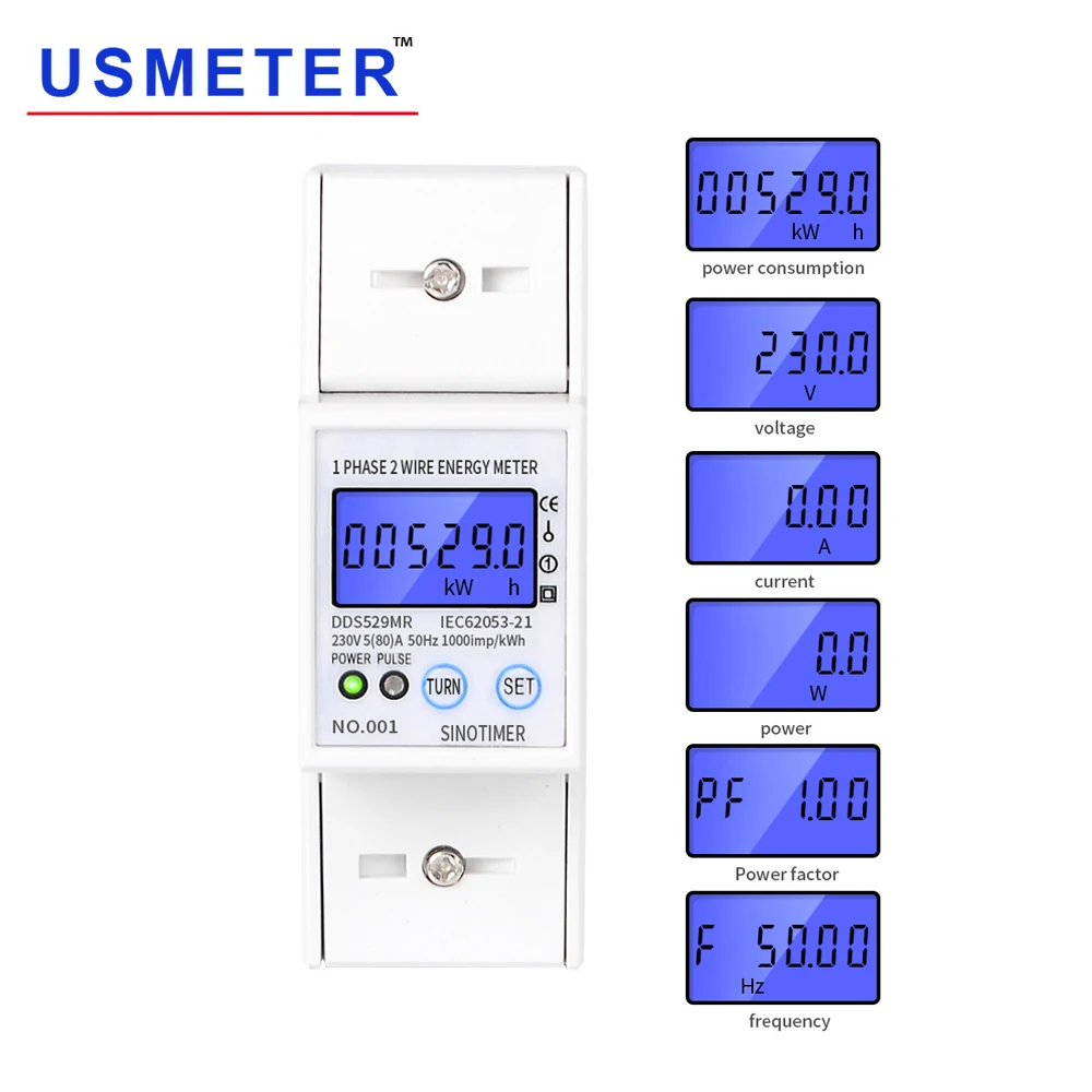 DDS529MR SIngle Phase 2P Digital LCD Power Meter DIN Multifunctional Power Meter Modbus Energy Meter Module with RS485 5(80)A
DDS529MR SIngle Phase 2P Digital LCD Power Meter DIN Multifunctional Power Meter Modbus Energy Meter Module with RS485 5(80)A