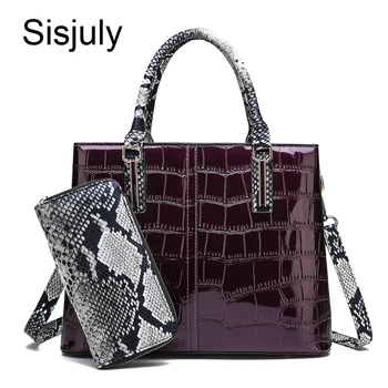 

Sisjuly Handbags Women Bags Designer Crocodile Leather Crossbody Bags For Women 2020 Serpentine Wallet Messenger Bags Tote 2 Pcs