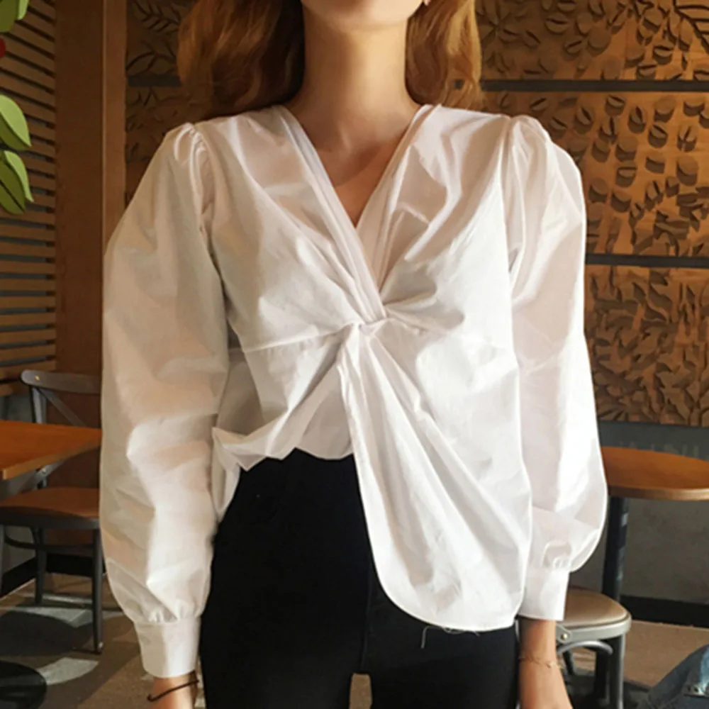 Spring Long Sleeve Twisted Blouse 2020 Korean Designer Fashion Autumn Solid White V Neck Women Shirts Office Ladies Tops Work
Spring Long Sleeve Twisted Blouse 2020 Korean Designer Fashion Autumn Solid White V Neck Women Shirts Office Ladies Tops Work