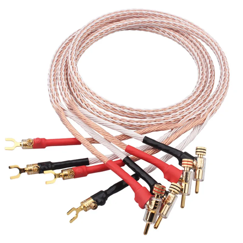Pair audio Hi-end DIY Gold Rhodium Plated Y shape spade to banana plug 8TC 16 core HiFi speaker cable Cord Wire
Pair audio Hi-end DIY Gold Rhodium Plated Y shape spade to banana plug 8TC 16 core HiFi speaker cable Cord Wire