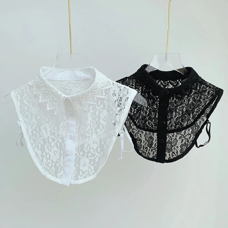 Women Hollow Floral Lace High Low Hem False Fake Collar Button Adjustable Sweater Detachable Lapel Half Shirt Blouse
Women Hollow Floral Lace High Low Hem False Fake Collar Button Adjustable Sweater Detachable Lapel Half Shirt Blouse