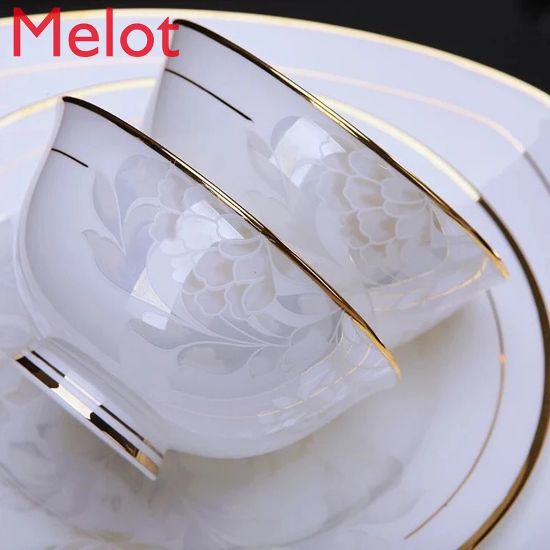 Jingdezhen Ceramic High-End Bone China European-Style Minimalist Chinese Style Tableware Combination Bowl Dish Dish Set
Jingdezhen Ceramic High-End Bone China European-Style Minimalist Chinese Style Tableware Combination Bowl Dish Dish Set