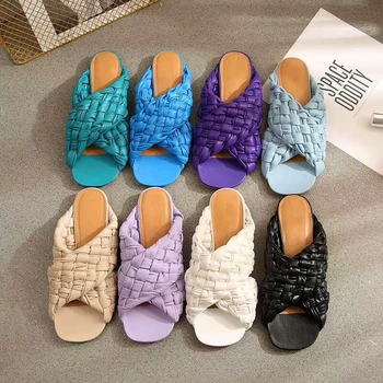 Weave Square Toe Ladies Slippers Cross Tied Genuine Leather Summer Slippers Woman Runway Size 41 Low Heels Women Mules Mujer 40
Weave Square Toe Ladies Slippers Cross Tied Genuine Leather Summer Slippers Woman Runway Size 41 Low Heels Women Mules Mujer 40