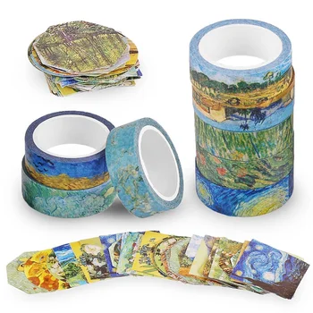 Van Gogh Inspired Washi Masking Tape Set of 8 Rolls + 90 pcs Planner Stickers for DIY Crafts Scrapbook
Van Gogh Inspired Washi Masking Tape Set of 8 Rolls + 90 pcs Planner Stickers for DIY Crafts Scrapbook