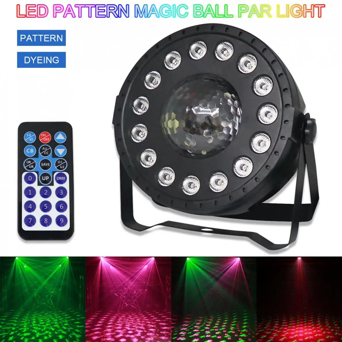 30W Two-in-one Pattern Dyeing LED Par Light with Sound Control / DMX512 / Wireless RF Remote Control for Small Party / KTV
30W Two-in-one Pattern Dyeing LED Par Light with Sound Control / DMX512 / Wireless RF Remote Control for Small Party / KTV