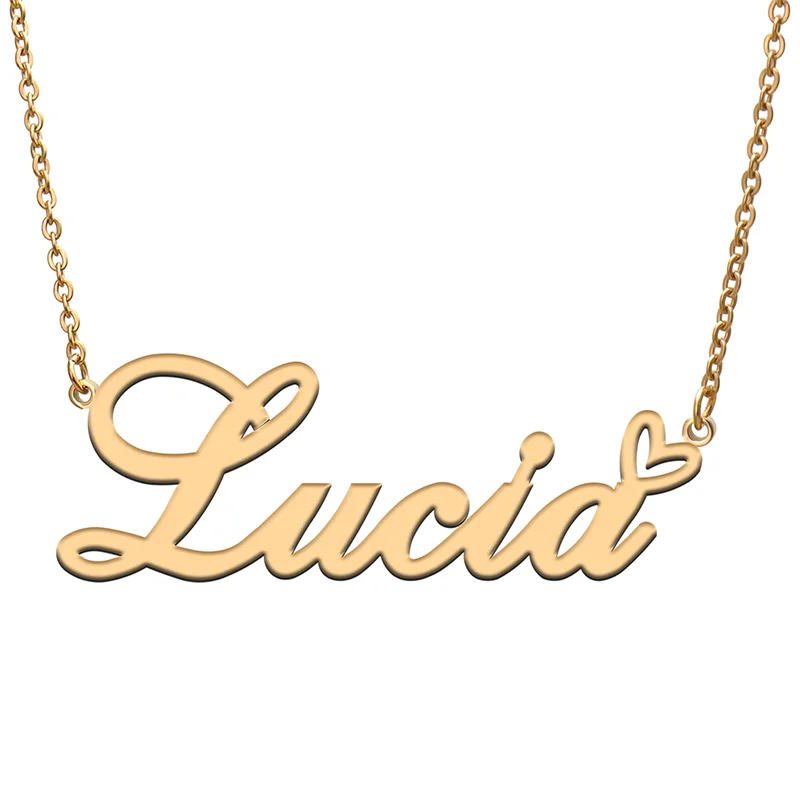 Lucia Name Tag Necklace Personalized Pendant Jewelry Gifts for Mom Daughter Girl Friend Birthday Christmas Party Present 
Lucia Name Tag Necklace Personalized Pendant Jewelry Gifts for Mom Daughter Girl Friend Birthday Christmas Party Present
