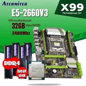 atermiter X99 motherboard CPU processor RAM set with intel Xeon E5 2660 V3 4pcs * 8GB = 32GB heat sink 2400MHz DDR4 memory PC4
atermiter X99 motherboard CPU processor RAM set with intel Xeon E5 2660 V3 4pcs * 8GB = 32GB heat sink 2400MHz DDR4 memory PC4