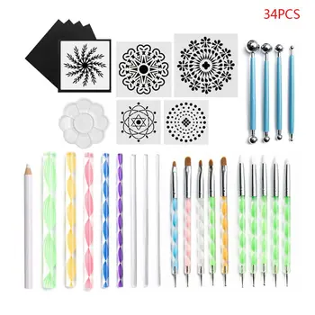 34Pcs/Set Mandala Dotted Tools Set for Painting Rock Stone Multifunction Paint Stencil Point Brush Pen Handwork
34Pcs/Set Mandala Dotted Tools Set for Painting Rock Stone Multifunction Paint Stencil Point Brush Pen Handwork