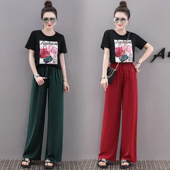 College Style Set Women Fashion 2020 Spring and Summer New Loose Printed Casual Wide Leg Pants Two Piece Set Red Green
College Style Set Women Fashion 2020 Spring and Summer New Loose Printed Casual Wide Leg Pants Two Piece Set Red Green