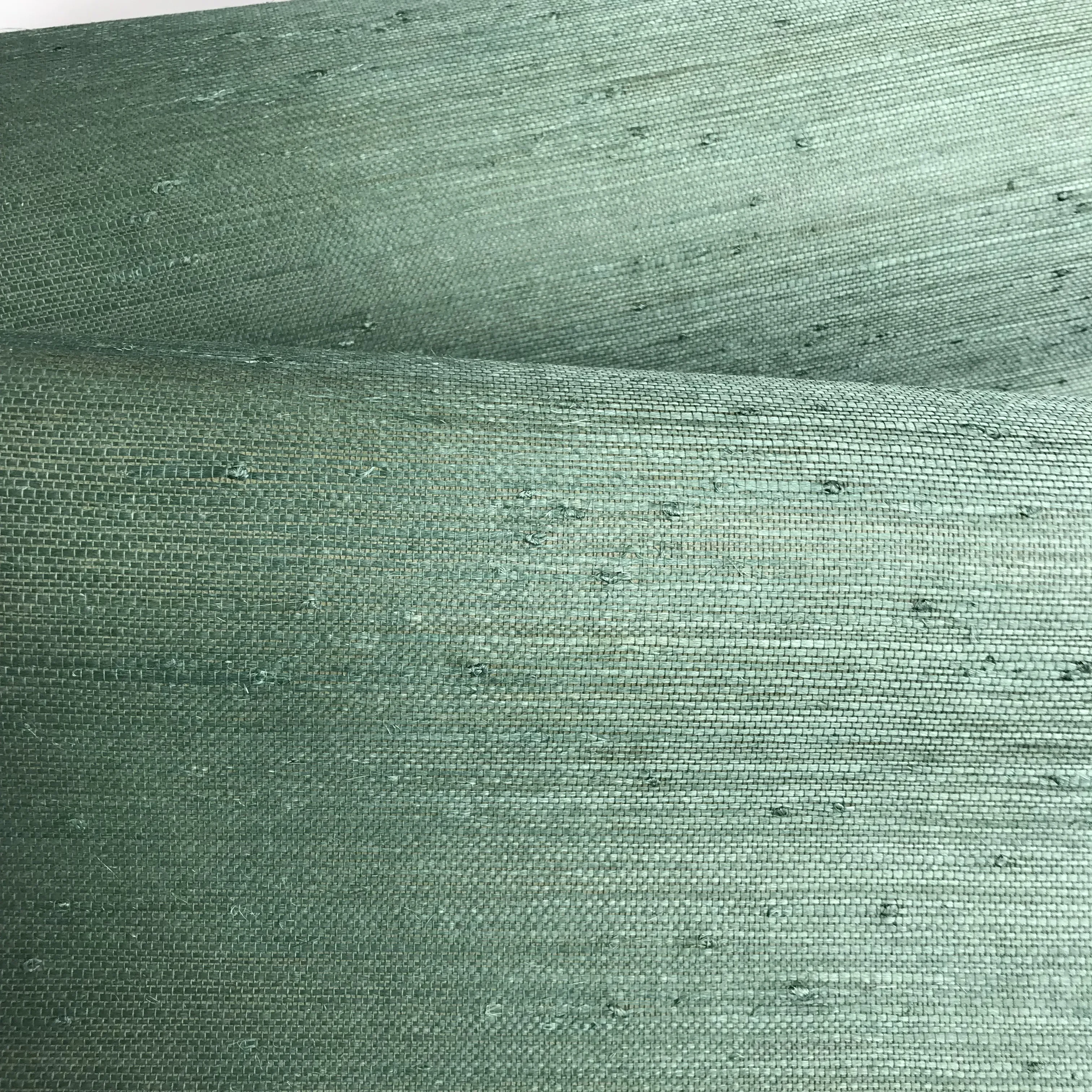 

MYWIND 2020 Fashion colour Foliage Green Grasscloth wallcovering Natural Texture Wallpaper For Hotel Wall Japanese Style