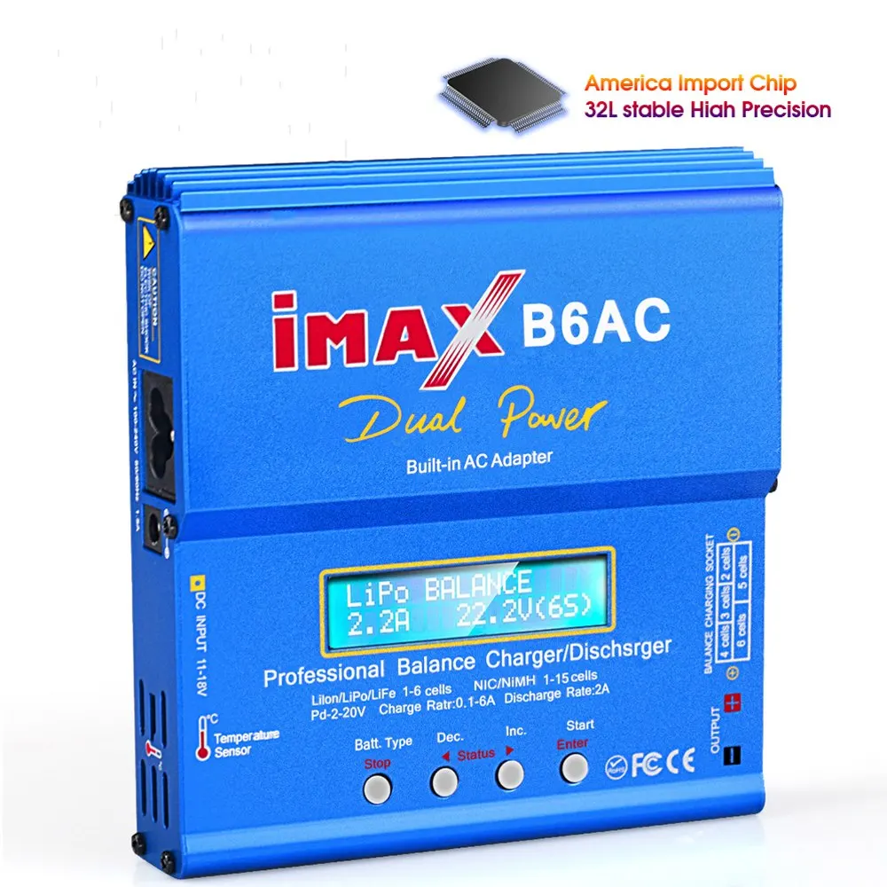 

iMAX B6 AC RC Charger 80W B6AC 6A Balance Charger Digital LCD Screen Li-ion LiFe Nimh Nicd PB Lipo Battery Discharger