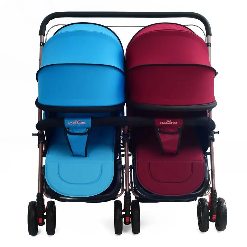 

Hua baby twin trolley double pram can sit can lie fold into double newborn child car