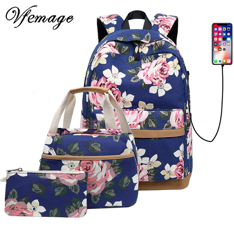 Vfemage 3pcs/set Backpack For Teenage Girls Flower Print School Bags Female Canvas Backpacks USB Backpack Students Mochila 2019
Vfemage 3pcs/set Backpack For Teenage Girls Flower Print School Bags Female Canvas Backpacks USB Backpack Students Mochila 2019