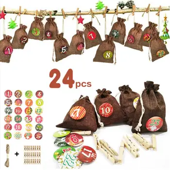 Christmas Pattern Candy Bag 1-24 Advent Bundle Calendar Countdown Jute Bag Candy Storage Pouch DIY Christmas Advent Calendar Bag 
Christmas Pattern Candy Bag 1-24 Advent Bundle Calendar Countdown Jute Bag Candy Storage Pouch DIY Christmas Advent Calendar Bag